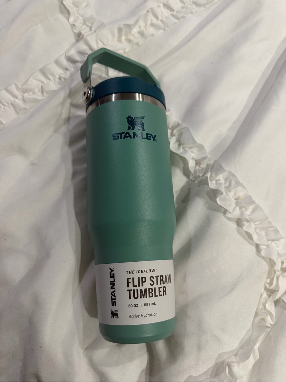 -  30oz green/dark green color Stanley flip straw tumbler
